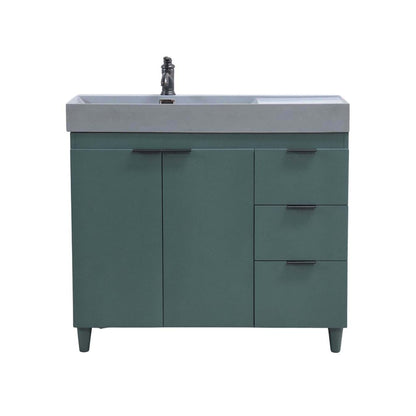 Bellaterra Home G3918-HG-SG 39" Hunter Green Single Sink Vanity With Dark Gray Composite Granite Top