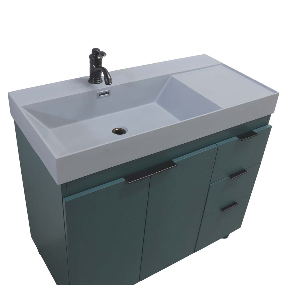 Bellaterra Home G3918-HG-SG 39" Hunter Green Single Sink Vanity With Dark Gray Composite Granite Top
