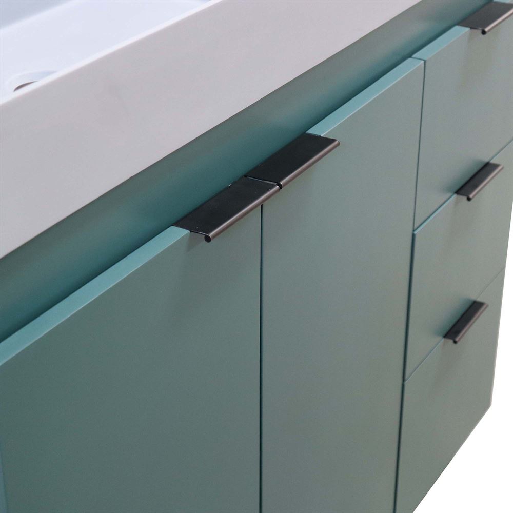 Bellaterra Home G3918-HG-SG 39" Hunter Green Single Sink Vanity With Dark Gray Composite Granite Top