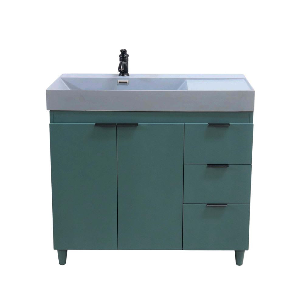 Bellaterra Home G3918-HG-SG 39" Hunter Green Single Sink Vanity With Dark Gray Composite Granite Top