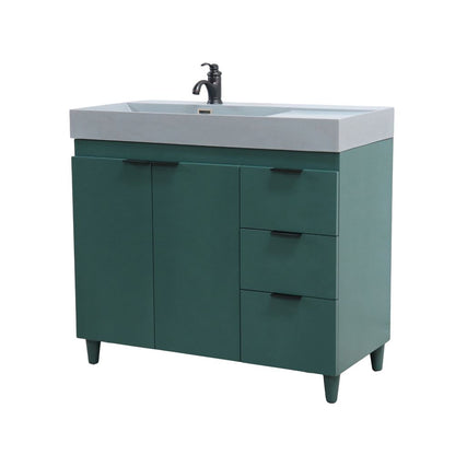 Bellaterra Home G3918-HG-SG 39" Hunter Green Single Sink Vanity With Dark Gray Composite Granite Top
