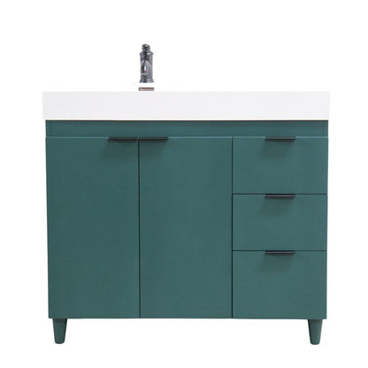 Bellaterra Home G3918-HG-SW 39" Hunter Green Single Sink Vanity With White Composite Granite Top