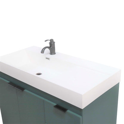 Bellaterra Home G3918-HG-SW 39" Hunter Green Single Sink Vanity With White Composite Granite Top