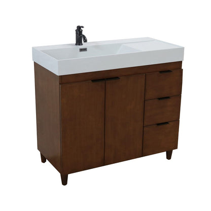 Bellaterra Home G3918-WA-FG 39" Walnut Single Sink Vanity With Light Gray Composite Granite Top