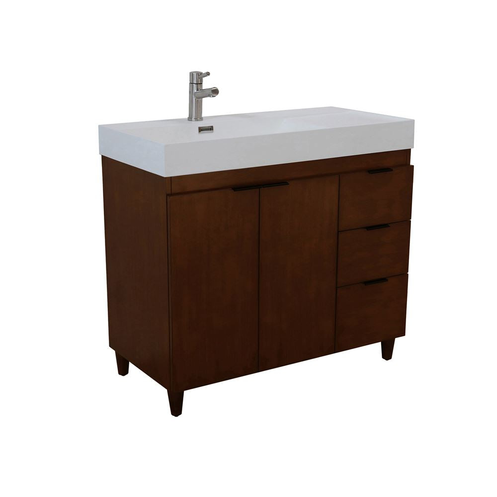 Bellaterra Home G3918-WA-FG 39" Walnut Single Sink Vanity With Light Gray Composite Granite Top