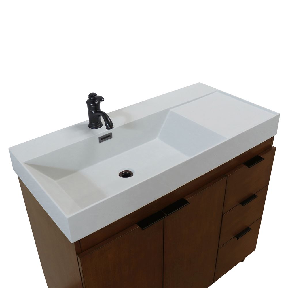 Bellaterra Home G3918-WA-FG 39" Walnut Single Sink Vanity With Light Gray Composite Granite Top