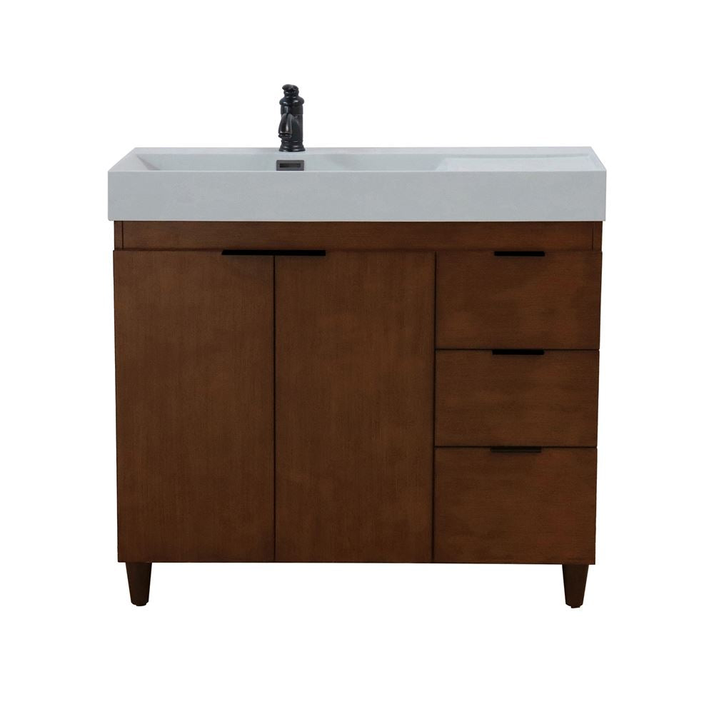 Bellaterra Home G3918-WA-FG 39" Walnut Single Sink Vanity With Light Gray Composite Granite Top