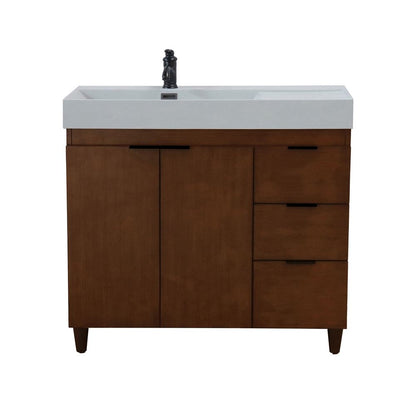 Bellaterra Home G3918-WA-FG 39" Walnut Single Sink Vanity With Light Gray Composite Granite Top