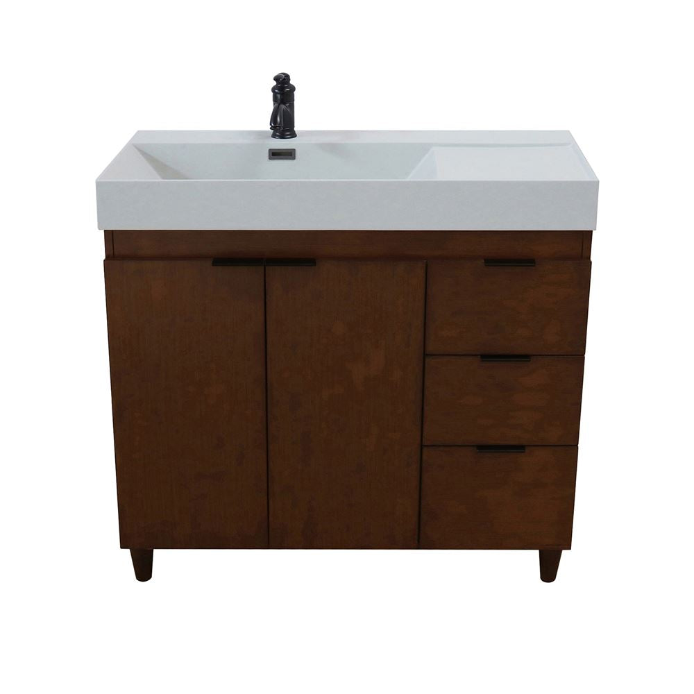 Bellaterra Home G3918-WA-FG 39" Walnut Single Sink Vanity With Light Gray Composite Granite Top