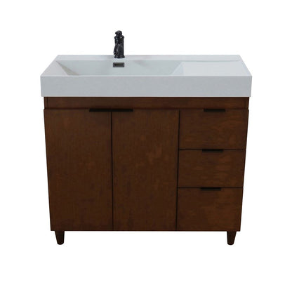 Bellaterra Home G3918-WA-FG 39" Walnut Single Sink Vanity With Light Gray Composite Granite Top