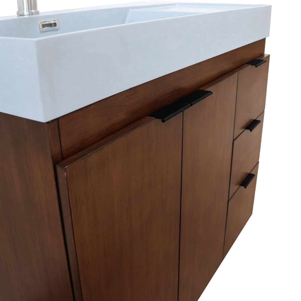 Bellaterra Home G3918-WA-FG 39" Walnut Single Sink Vanity With Light Gray Composite Granite Top