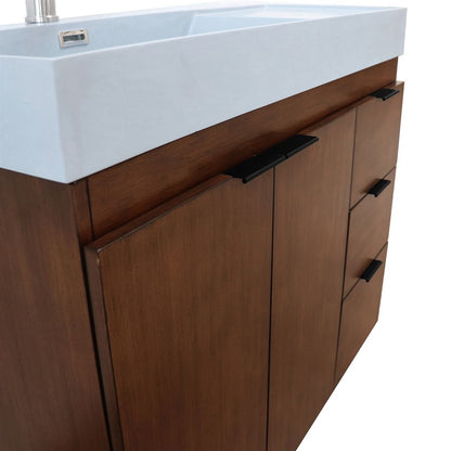 Bellaterra Home G3918-WA-FG 39" Walnut Single Sink Vanity With Light Gray Composite Granite Top