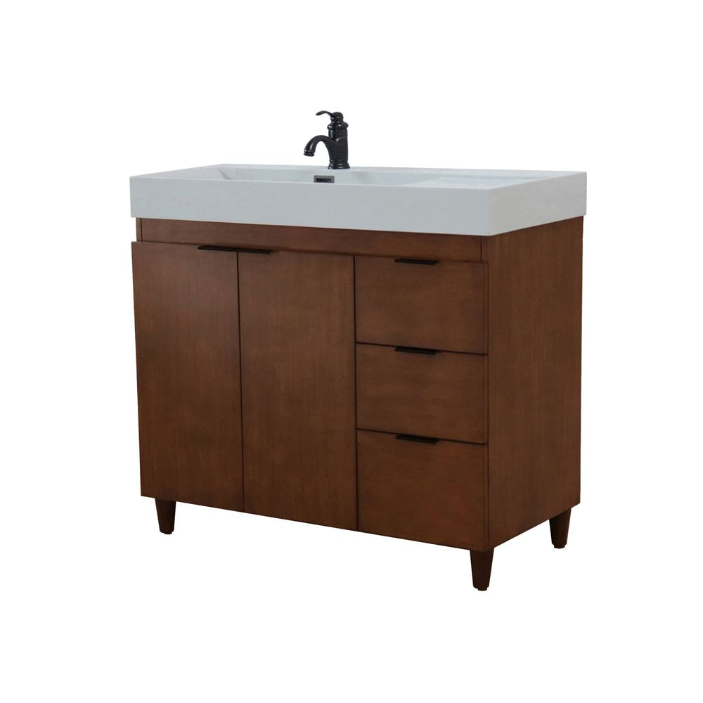Bellaterra Home G3918-WA-FG 39" Walnut Single Sink Vanity With Light Gray Composite Granite Top