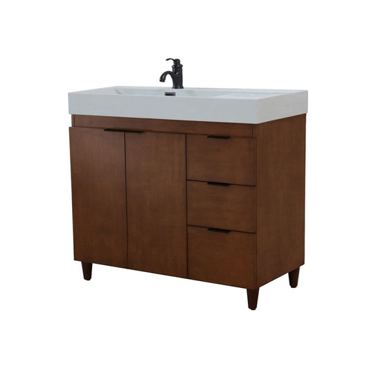 Bellaterra Home G3918-WA-FG 39" Walnut Single Sink Vanity With Light Gray Composite Granite Top
