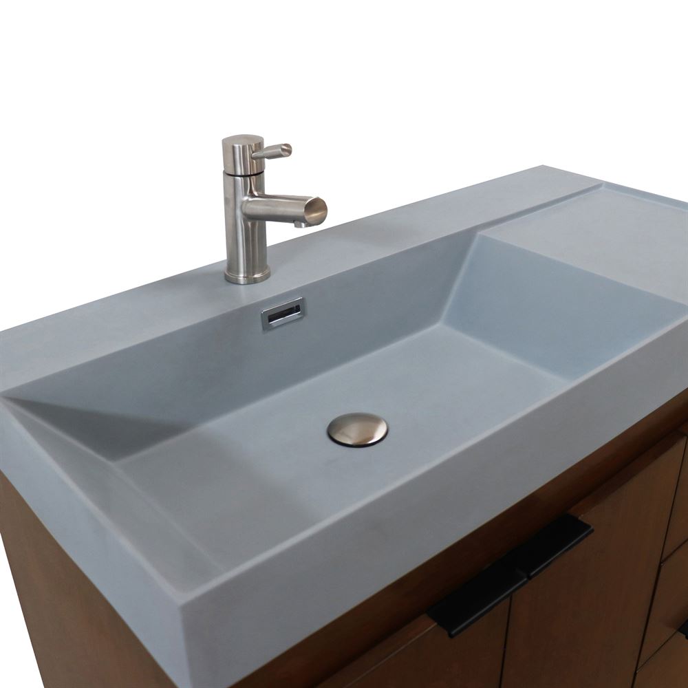 Bellaterra Home G3918-WA-SG 39" Walnut Single Sink Vanity With Dark Gray Composite Granite Top