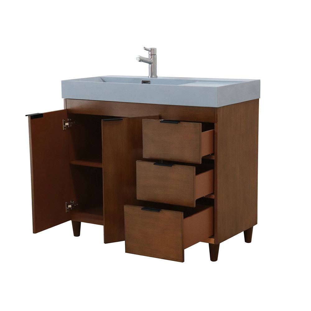 Bellaterra Home G3918-WA-SG 39" Walnut Single Sink Vanity With Dark Gray Composite Granite Top