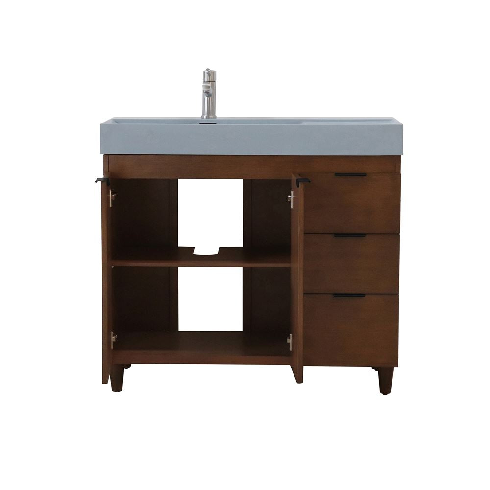 Bellaterra Home G3918-WA-SG 39" Walnut Single Sink Vanity With Dark Gray Composite Granite Top