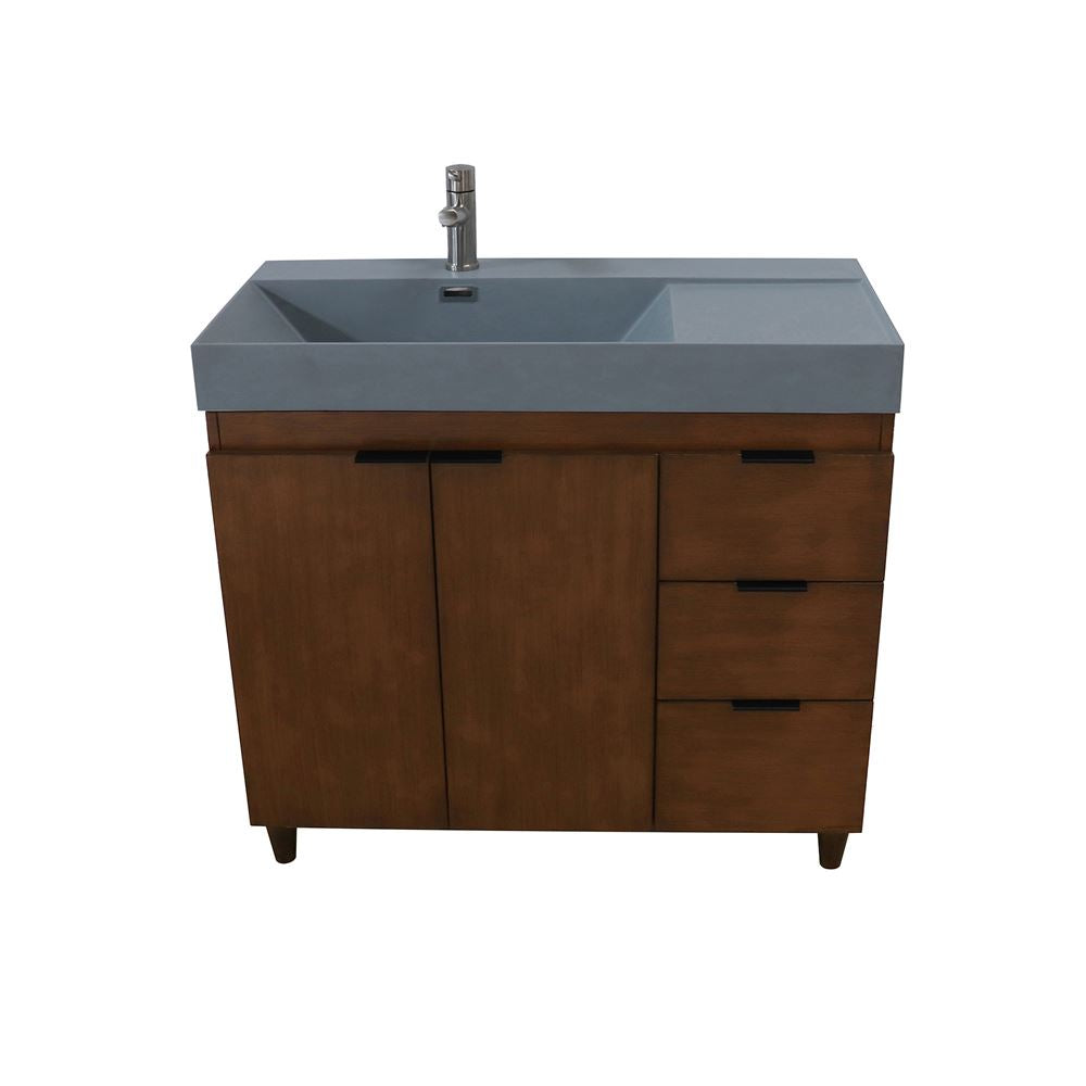 Bellaterra Home G3918-WA-SG 39" Walnut Single Sink Vanity With Dark Gray Composite Granite Top