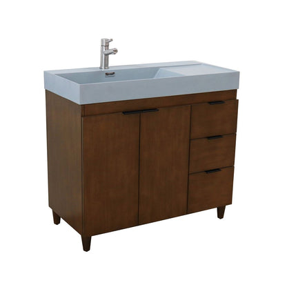 Bellaterra Home G3918-WA-SG 39" Walnut Single Sink Vanity With Dark Gray Composite Granite Top