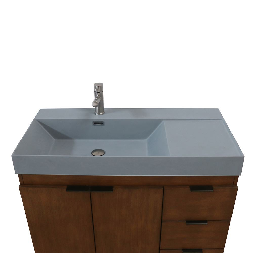 Bellaterra Home G3918-WA-SG 39" Walnut Single Sink Vanity With Dark Gray Composite Granite Top