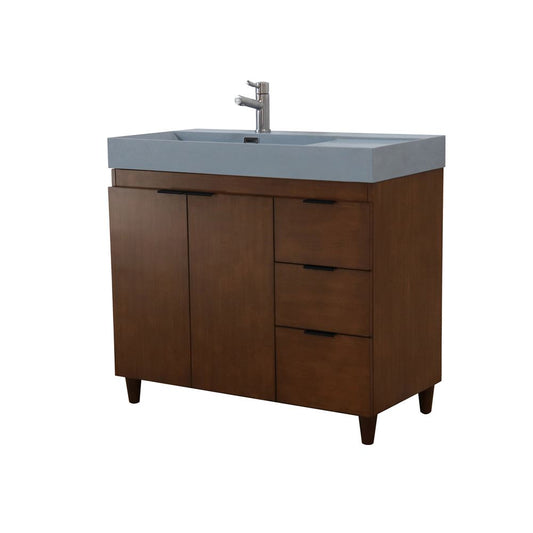 Bellaterra Home G3918-WA-SG 39" Walnut Single Sink Vanity With Dark Gray Composite Granite Top