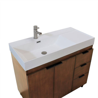 Bellaterra Home G3918-WA-SW 39" Walnut Single Sink Vanity With White Composite Granite Top