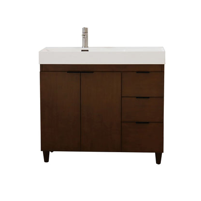 Bellaterra Home G3918-WA-SW 39" Walnut Single Sink Vanity With White Composite Granite Top