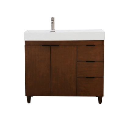 Bellaterra Home G3918-WA-SW 39" Walnut Single Sink Vanity With White Composite Granite Top