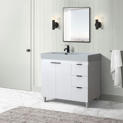 Bellaterra Home G3918-WH-FG 39" White Single Sink Vanity With Light Gray Composite Granite Top