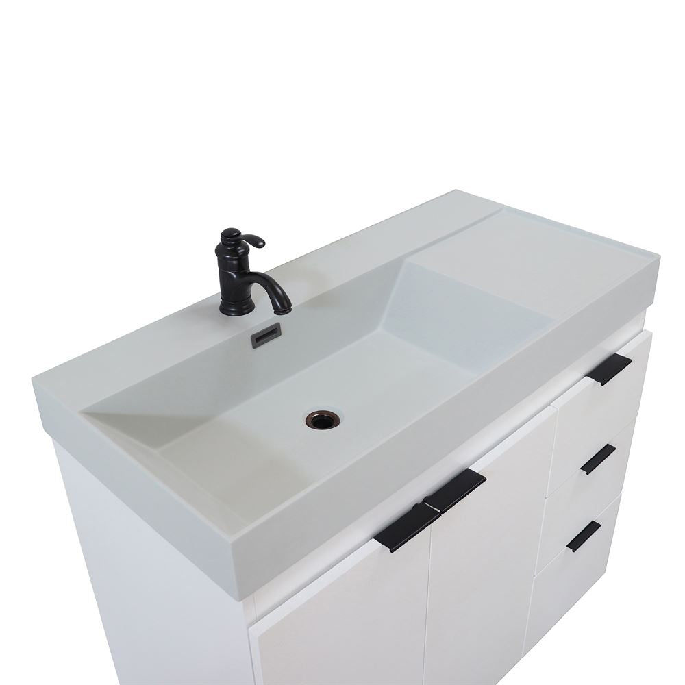 Bellaterra Home G3918-WH-FG 39" White Single Sink Vanity With Light Gray Composite Granite Top