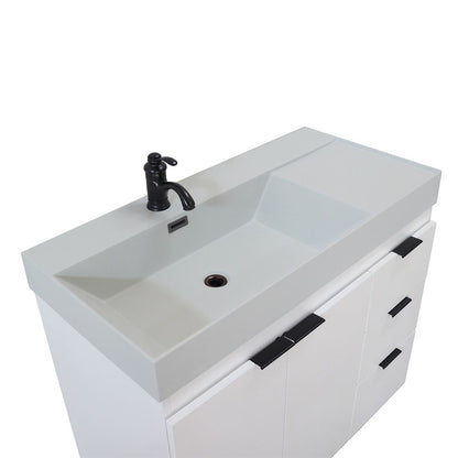 Bellaterra Home G3918-WH-FG 39" White Single Sink Vanity With Light Gray Composite Granite Top