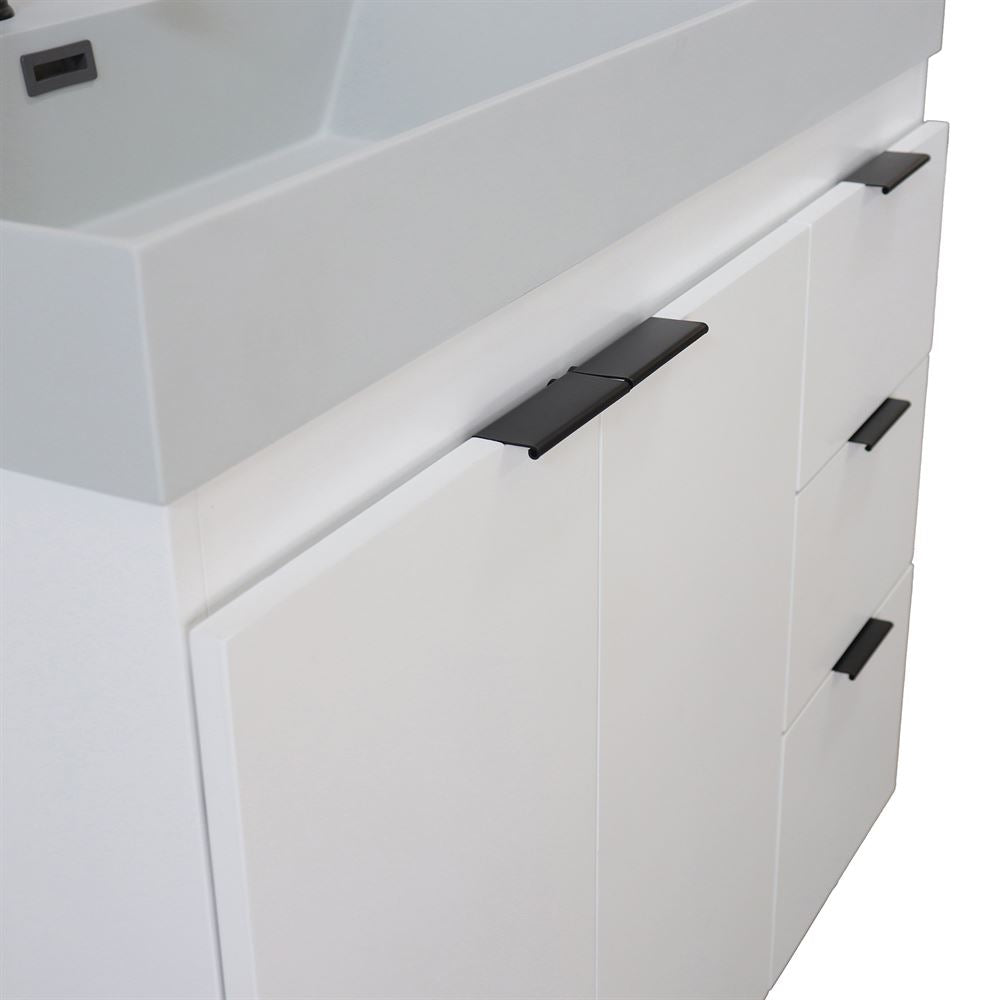 Bellaterra Home G3918-WH-FG 39" White Single Sink Vanity With Light Gray Composite Granite Top