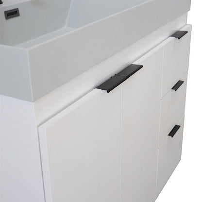 Bellaterra Home G3918-WH-FG 39" White Single Sink Vanity With Light Gray Composite Granite Top