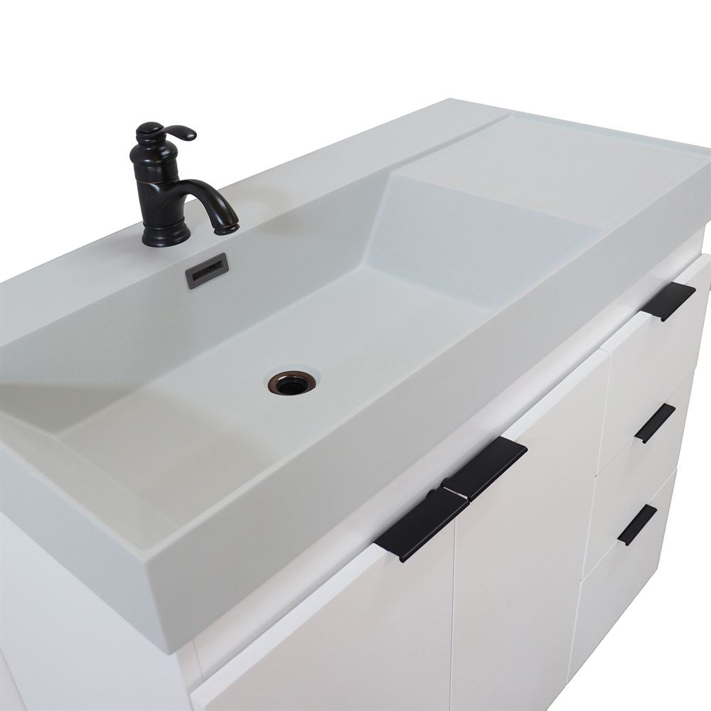 Bellaterra Home G3918-WH-FG 39" White Single Sink Vanity With Light Gray Composite Granite Top