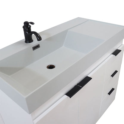 Bellaterra Home G3918-WH-FG 39" White Single Sink Vanity With Light Gray Composite Granite Top