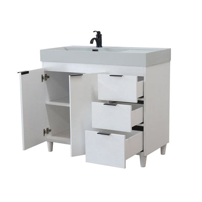 Bellaterra Home G3918-WH-FG 39" White Single Sink Vanity With Light Gray Composite Granite Top