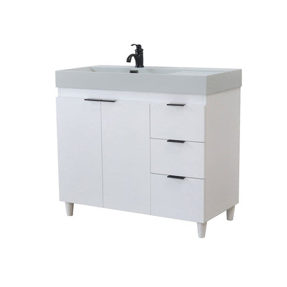 Bellaterra Home G3918-WH-FG 39" White Single Sink Vanity With Light Gray Composite Granite Top