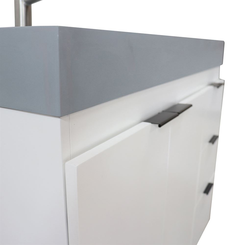 Bellaterra Home G3918-WH-SG 39" White Single Sink Vanity With Dark Gray Composite Granite Top