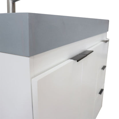 Bellaterra Home G3918-WH-SG 39" White Single Sink Vanity With Dark Gray Composite Granite Top