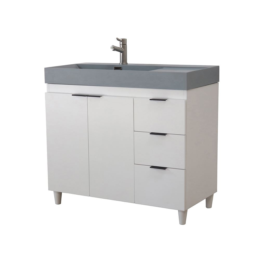 Bellaterra Home G3918-WH-SG 39" White Single Sink Vanity With Dark Gray Composite Granite Top