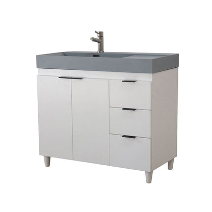 Bellaterra Home G3918-WH-SG 39" White Single Sink Vanity With Dark Gray Composite Granite Top