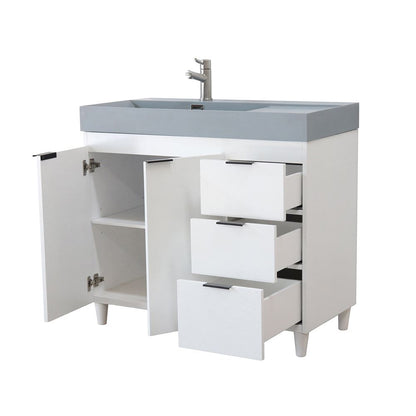 Bellaterra Home G3918-WH-SG 39" White Single Sink Vanity With Dark Gray Composite Granite Top
