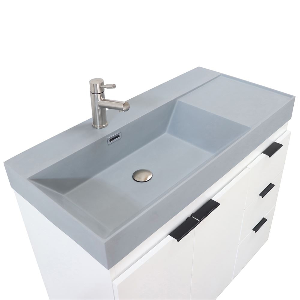 Bellaterra Home G3918-WH-SG 39" White Single Sink Vanity With Dark Gray Composite Granite Top