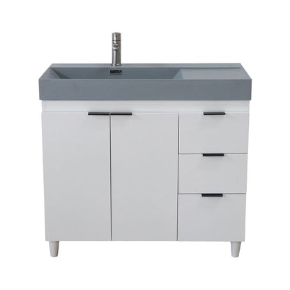 Bellaterra Home G3918-WH-SG 39" White Single Sink Vanity With Dark Gray Composite Granite Top