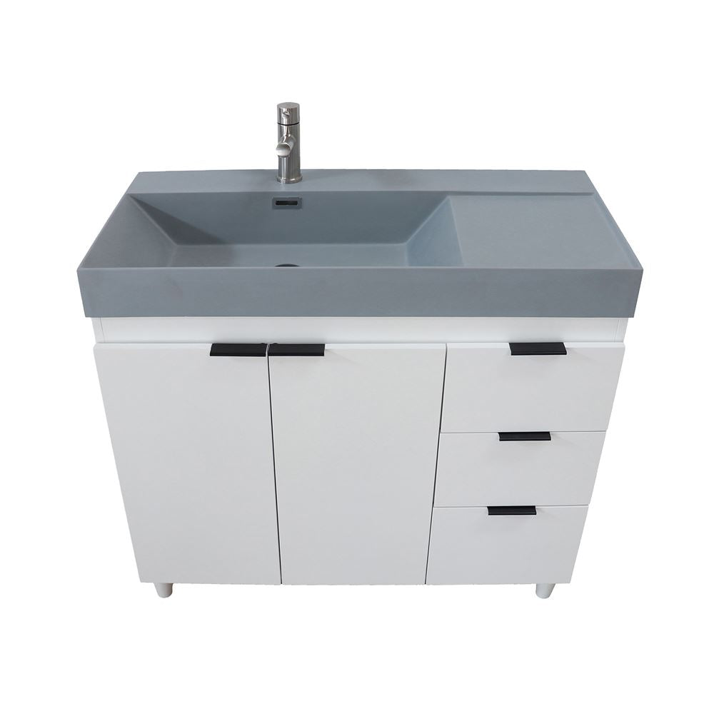 Bellaterra Home G3918-WH-SG 39" White Single Sink Vanity With Dark Gray Composite Granite Top