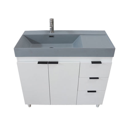 Bellaterra Home G3918-WH-SG 39" White Single Sink Vanity With Dark Gray Composite Granite Top