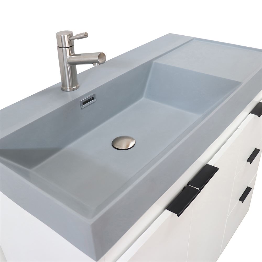 Bellaterra Home G3918-WH-SG 39" White Single Sink Vanity With Dark Gray Composite Granite Top