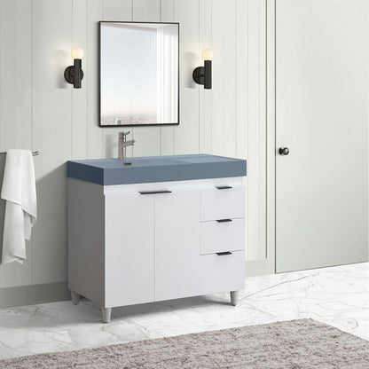 Bellaterra Home G3918-WH-SG 39" White Single Sink Vanity With Dark Gray Composite Granite Top