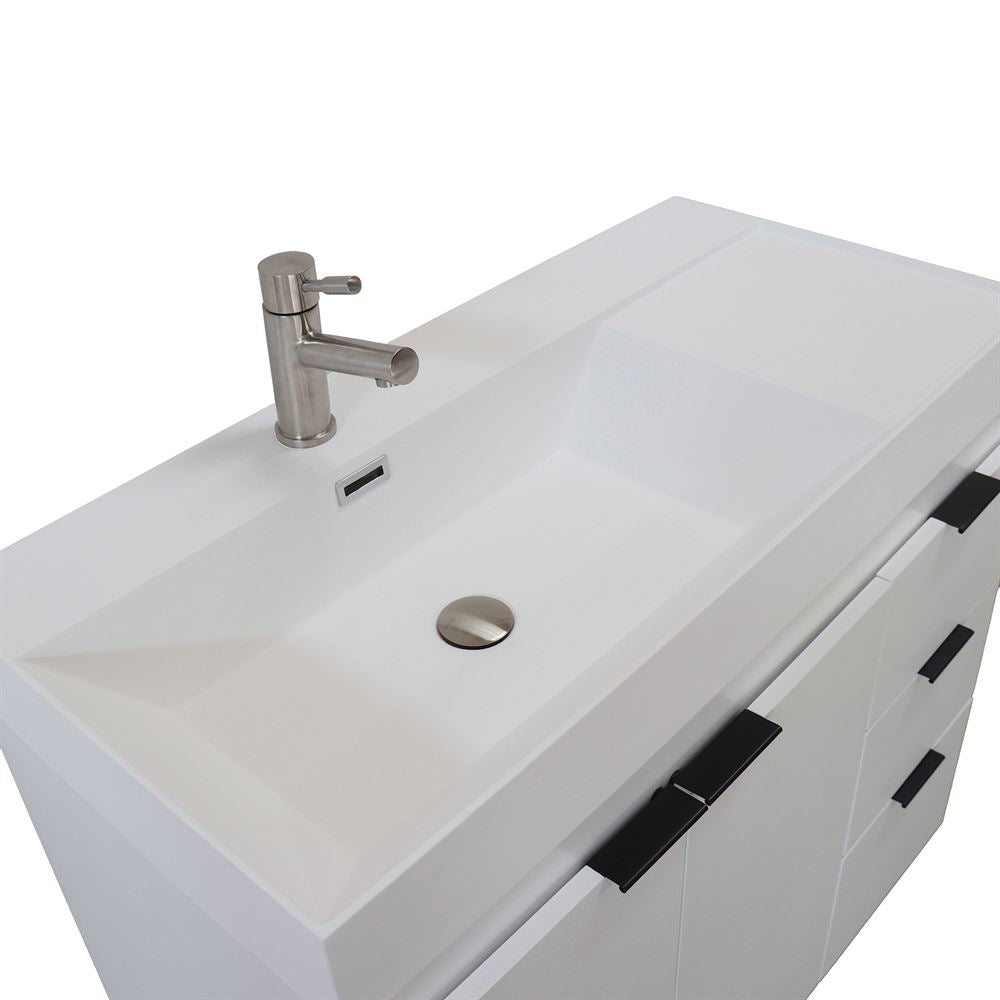 Bellaterra Home G3918-WH-SW 39" White Single Sink Vanity With White Composite Granite Top