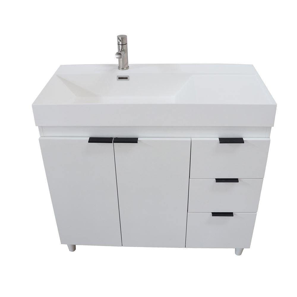 Bellaterra Home G3918-WH-SW 39" White Single Sink Vanity With White Composite Granite Top